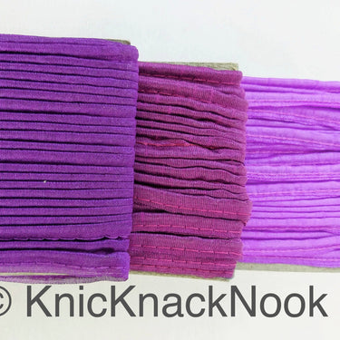 2mm Flanged Insertion Piping on 9mm Band, Violet Purple Art Silk Fabric Trim, Cord piping Trim